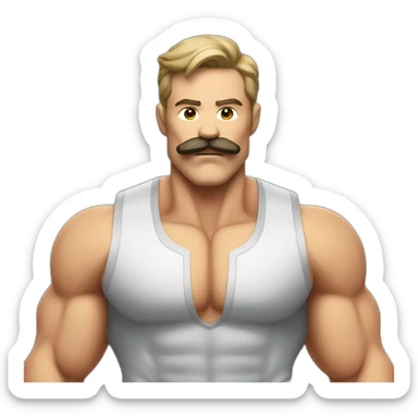 Super muscle man with moustach sticker