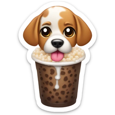 Dog drinking boba sticker