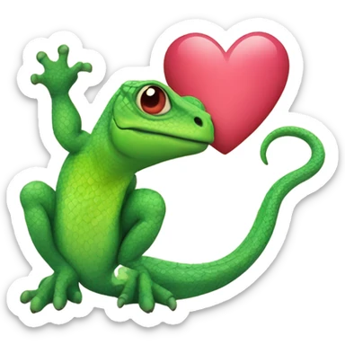 lizard with heart sticker