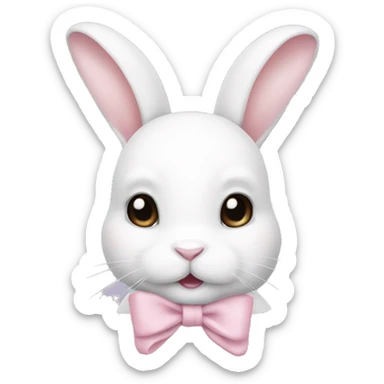 white bunny with a light pink bow sticker
