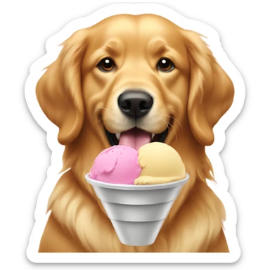 Golden retriever eating ice cream  sticker