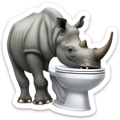 a rhino on the toilet sticker