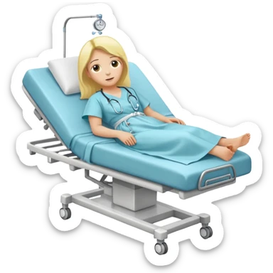 pessoa com a febre levemente amarela deitada em uma maca de hospital sticker