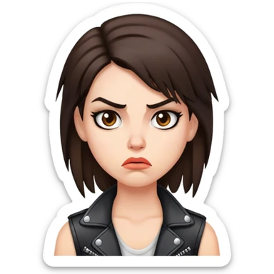 A brunette rocker girl annoyed  sticker