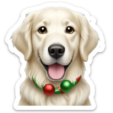 White golden retriever christmas sticker