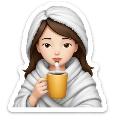 girl inside a blanket sipping coffee eyes closed sticker