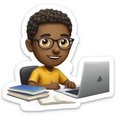 Caricature of college aged person on their computer sticker