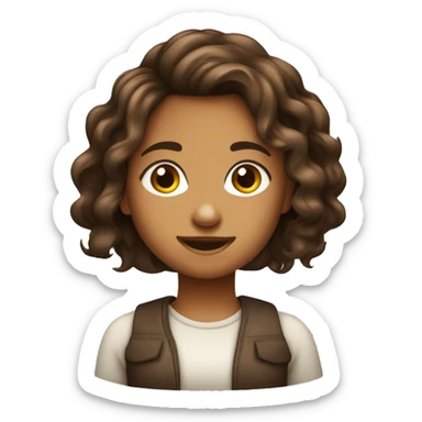 uma criança menina  com cabelo castanho escuro  liso .olho castanho escuro pele clara sticker