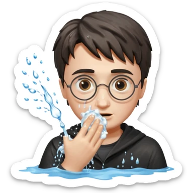 harry potter is washing his face sticker