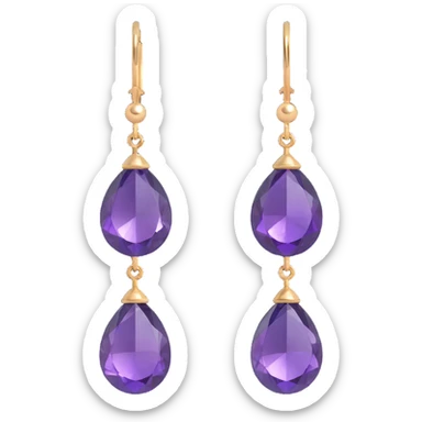 3D emoji-style amethyst drop earrings, classic and elegant sticker
