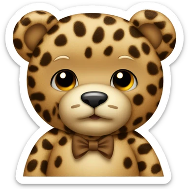 Teddy bear with leopard bow sticker