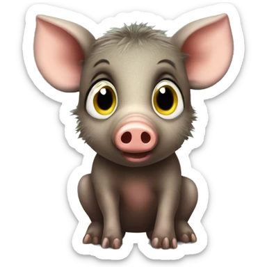 a cute baby wild boar with big eyes sticker