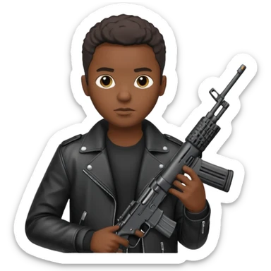 Fais moi un jeune afro américain qui ressemble a un gangster qui tient une AR15 sticker