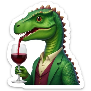 A Dino with a glass of wine  sticker