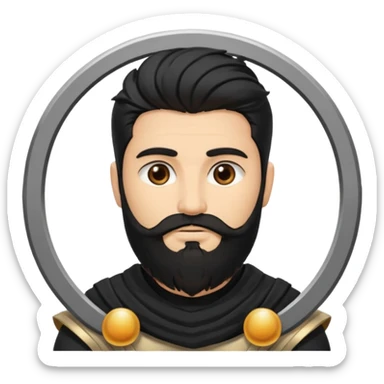 Saturn, God of Time from Gods and Goddesses with black hair and beard, black outfit sticker