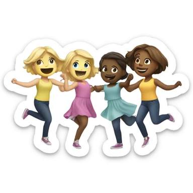 Two blonde girls and a brown haired girl dancing in a circle  sticker