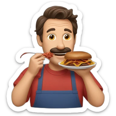 Ted lasso eating bbq goat sticker