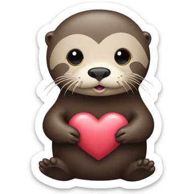 Sea otter holding a heart sticker
