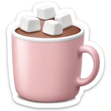 Light Pink mug of hot chocolate with marshmallows  sticker
