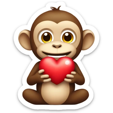 Happy monkey with a heart sticker