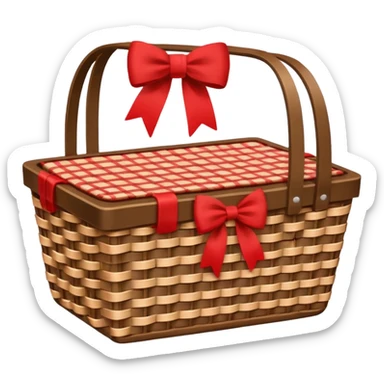 Black Picnic basket with red bow sticker