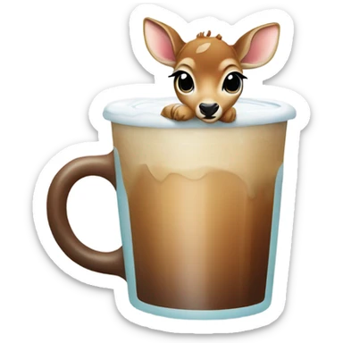 Baby deer drinking iced coffee sticker