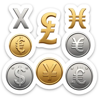 currency exchange with dollar, euro, pound, and yen symbols sticker