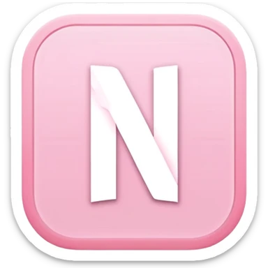 Netflix aesthetic "N" logo in pastel pink with white glowing outline around "N" sticker