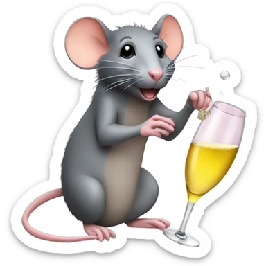Rat drinking champagne  sticker