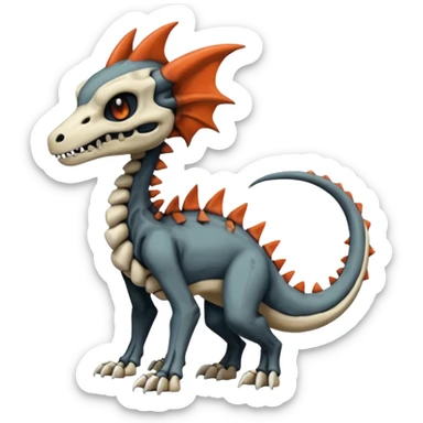 Skeletal Cubone-Salandit-Marowak-Poochyena-Litten-Fakémon-hybrid-creature (full body), 4 legs sticker