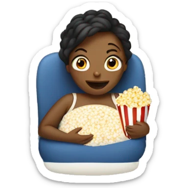 A pregnant lady eating popcorn sticker