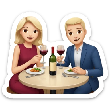  couple sitting and having dinner in a restaurant sticker