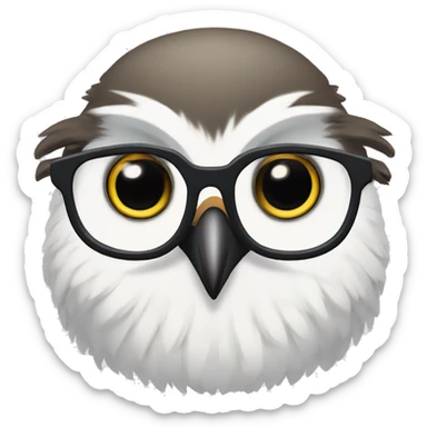 please generate an emoji of an Arctic owl nerd with very big glasses and looking innocent sticker