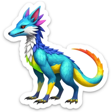 Colorful Fruity Neon Warm-colored Exotic Vernid-Sergal-Trico-Silvally-Nargacuga-fusion-hybrid-animal-creature, full body sticker
