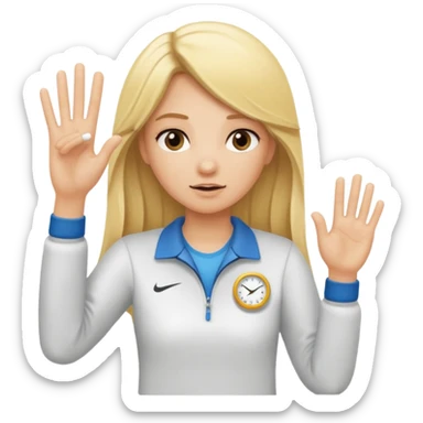 blonde cartoon girl long hair sports coach signaling time out sticker