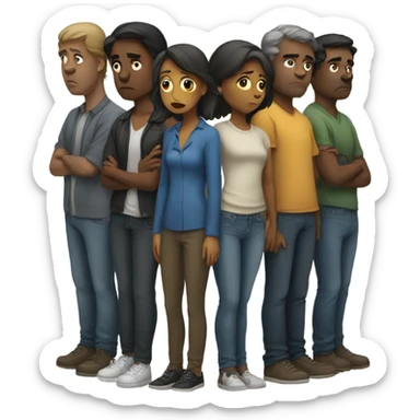 Group of sad people  standing sticker