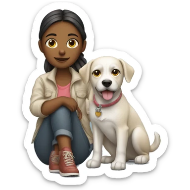 girl with dog by car sticker