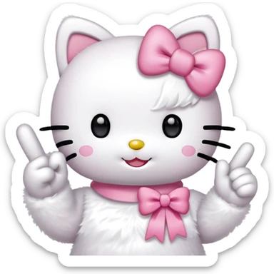 Hello kitty doing a peace sign sticker