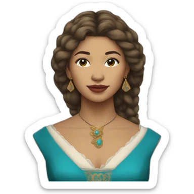 Zendaya as a woman from 15th century, cyan gown sticker
