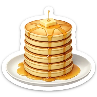 Japanese fluffy souffle pancakes stacked with syrup and butter sticker