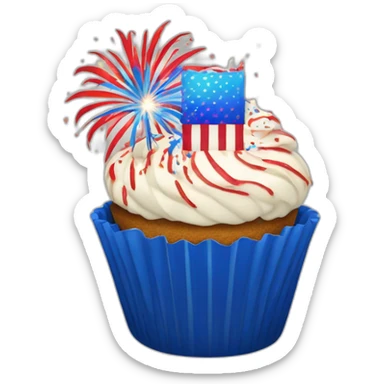 Happy Fourth of July cupcake with fireworks sticker