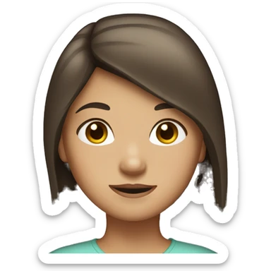 A girl with long dark hair and light brown eyes. sticker