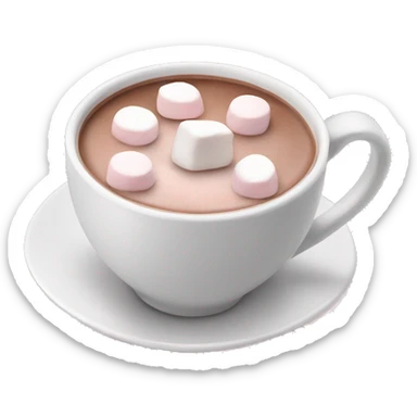 Light Pink mug of hot chocolate with marshmallows  sticker