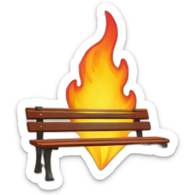 park bench on fire with envelopes raining sticker