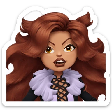 brown haired girl with fangs sticker