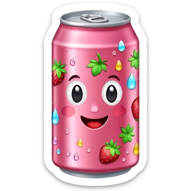strawberry soda can with cute stickers sticker