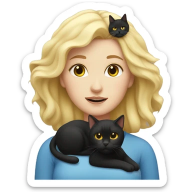 fat blonde girl with black cat sticker