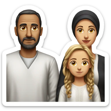 mom, dad, son and daughter of orthodox jews photorealistic serious sticker