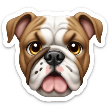 English Bulldog with brown spot on upper right portion of face sticker