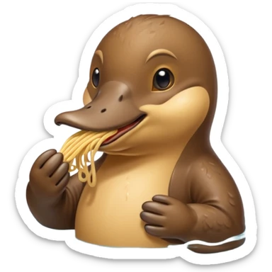Platypus eating noodle sticker